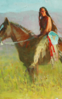 Conrad Bonnie Lakota Shield Bearer Oil 14 x 18 $2,200.00