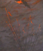 Golden Spur Award Artists Choice $250 Judy McElroy Crane Sunrise Acrylic 24 x 12 $2,400.00
