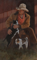 Green Jean G Pup Roundup Oil 20 x 16 $2,400.00