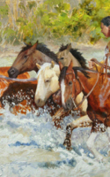 Hunter Jennifer Fresh Horses Oil 12x24 $7,300.