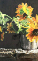 Nistler, Eileen Sunflowers in Metal Vase CPencil 11x14 $1,500.
