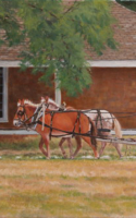 Roush Cheryl Exercising the Mules Ft.Concho Oil 14x18 $1,350.