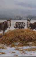 Roush Cheryl Winter Gathering Oil 16x20 $1,900