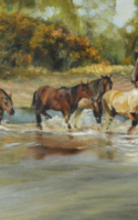 Woods Bennie Gathering Horses Oil 18x24 $3,200.