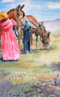 Rowland, Ken Mule Lady 11x14 Watercolor $500