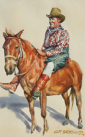 Barnes Cliff Rodeo Clown 12 x 8 watercolor $1400