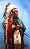 Lombardo, Dana Dakota Sioux with a Tobacco Bag 20x10 Oil $950