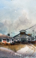 Oliver,Tim Atterbury Grain Silverton TX 8x16 Watercolor $1250