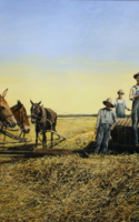 Voges,Lloyd When Baling Hay Took Teamwork 24x36 oil $6100