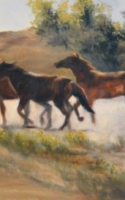 Woods Bennie Running Horses 12X24 Oil $1900