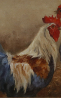 Green, Jean, Rooster and Friend, 11x14, Oil, $1,100