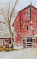 Hunter, Jennifer Fairfield Barn 8x16 watercolor $1200