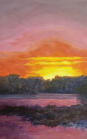 McElroy, J. I. Plains Lake Sunset 14x11 Acrylic $1200