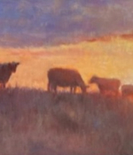 Barnes, Roberta Morning Cows 12x36 Oil $1600