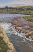 Debra Joy Groesser oil painting river and waterfall American Plains Artists