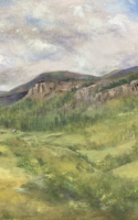 Virginia Howell landscape oil painting mountain cliffs and valley American Plains Artists