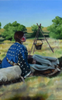 Theresa Otteson oil painting Indian woman with infant American Plains Artists