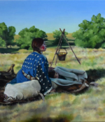 Theresa Otteson oil painting Indian woman with infant American Plains Artists