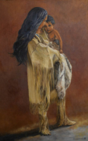 Desree Su Pattera oil painting Indian woman holding child American Plains Artists