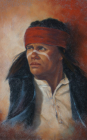 Linda Rust pastel painting Indian man portrait American Plains Artists