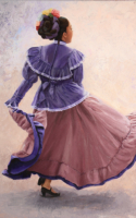 Sandie Whitman oil painting woman dancer in purple dress American Plains Artists