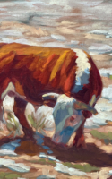 Leese, Alice Hereford Bull 9 x 12 oil $900